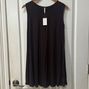Mittoshop Sz S dark chocolate sleeveless swing hem dress NWT
